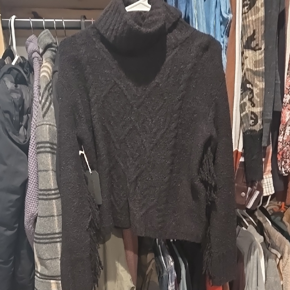 Shyanne Black Fringe Sleeve Sweater